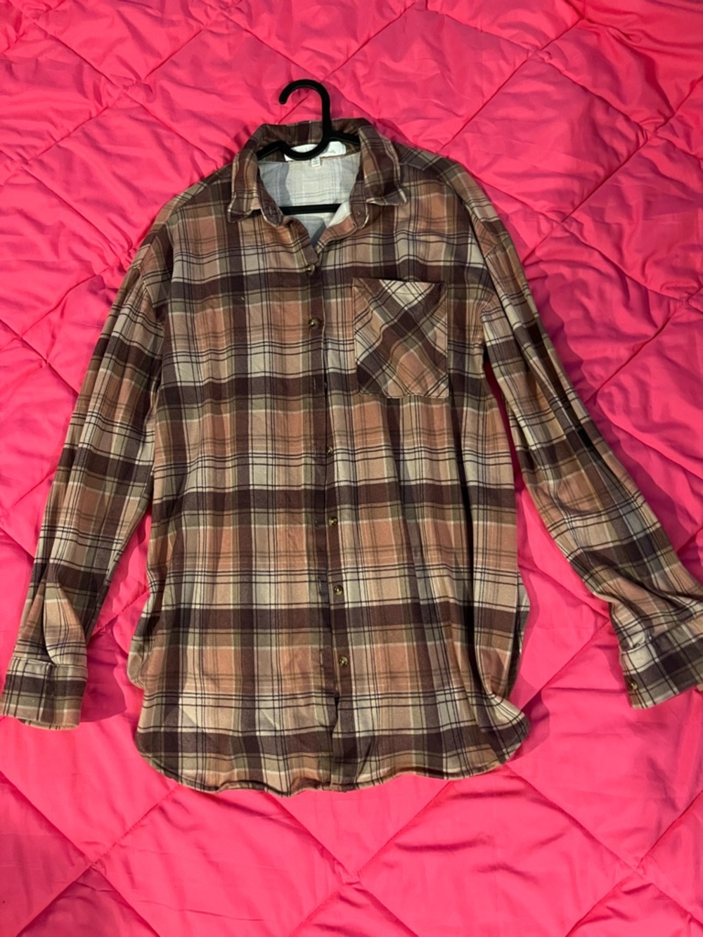 Casual Plaid Button-Up Shirt in Brown and Tan